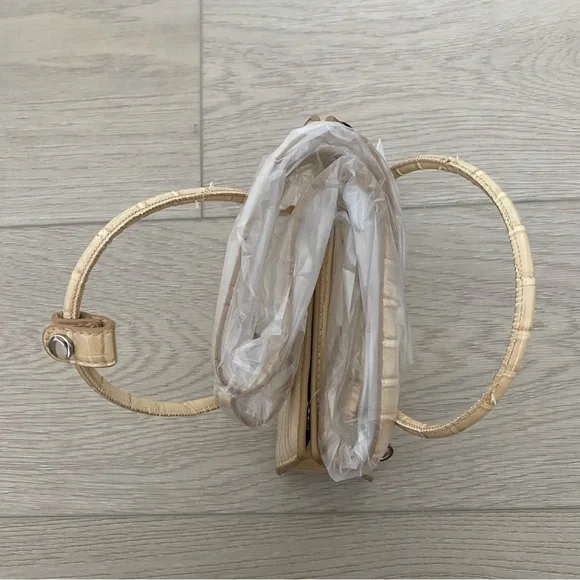 Mango Geometric Croc Embossed Faux Leather Top Handle Bag with Crossbody Strap - Picture 7 of 12